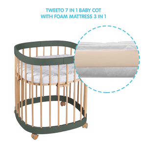 Tweeto 7 in 1 Baby Cot Forest Lights Multifunctional