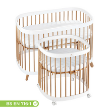 Load image into Gallery viewer, Tweeto 7 in 1 Baby Cot White/Natural Multifunctional
