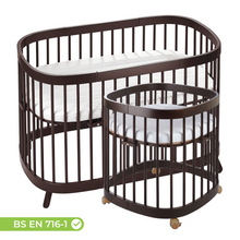 Load image into Gallery viewer, Tweeto 7 in 1 Baby Cot Walnut Multifunctional