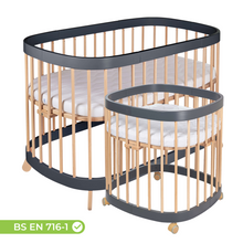 Load image into Gallery viewer, Tweeto 7 in 1 Baby Cot Gray/Natural Multifunctional