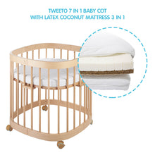 Load image into Gallery viewer, Tweeto 7 in 1 Baby Cot Natural Multifunctional