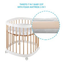 Load image into Gallery viewer, Tweeto 7 in 1 Baby Cot White/Natural Multifunctional