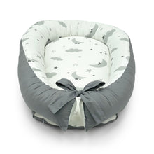 Load image into Gallery viewer, Cocoon Baby Nest Grey Clouds with Moon