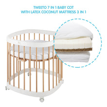 Load image into Gallery viewer, Tweeto 7 in 1 Baby Cot White/Natural Multifunctional
