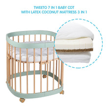 Load image into Gallery viewer, Tweeto 7 in 1 Baby Cot Eucalyptus/Natural Multifunctional