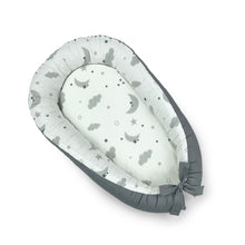 Load image into Gallery viewer, Cocoon Baby Nest Grey Clouds with Moon