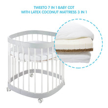 Load image into Gallery viewer, Tweeto 7 in 1 Baby Cot Gray/White Multifunctional
