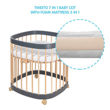 Load image into Gallery viewer, Tweeto 7 in 1 Baby Cot Gray/Natural Multifunctional