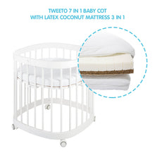 Load image into Gallery viewer, Tweeto 7 in 1 Baby Cot White Multifunctional