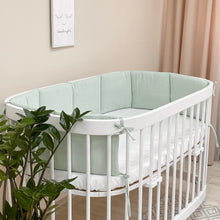 Load image into Gallery viewer, Quilted waffle cot protective bumper mint
