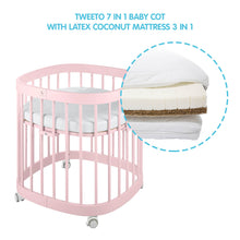 Load image into Gallery viewer, Tweeto 7 in 1 Baby Cot Rose Multifunctional