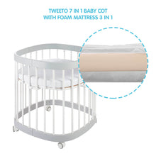 Load image into Gallery viewer, Tweeto 7 in 1 Baby Cot Gray/White Multifunctional