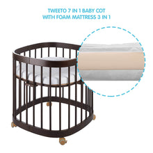 Load image into Gallery viewer, Tweeto 7 in 1 Baby Cot Walnut Multifunctional