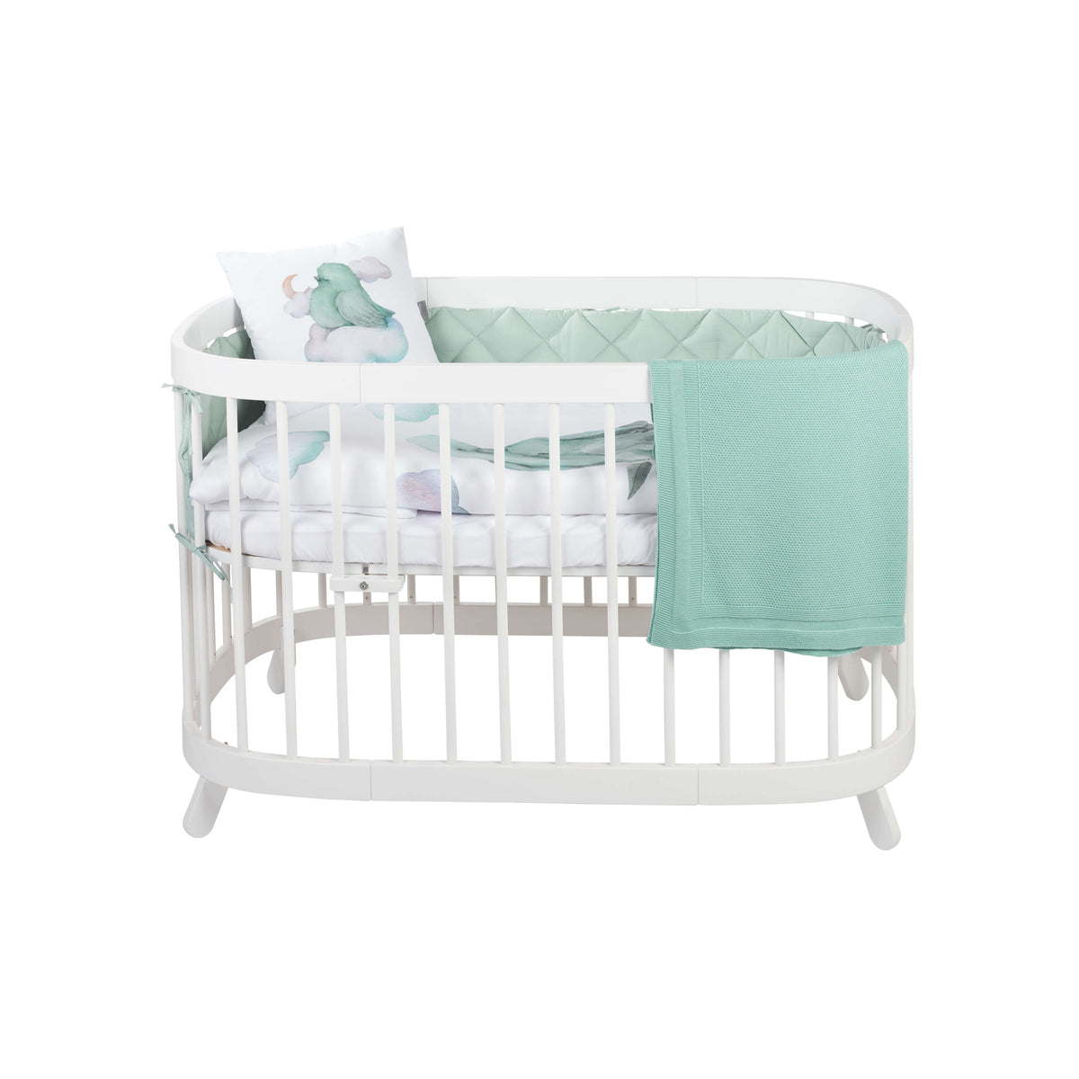 Cot Bed Quilted Protective Bumper Mint Tweeto.uk