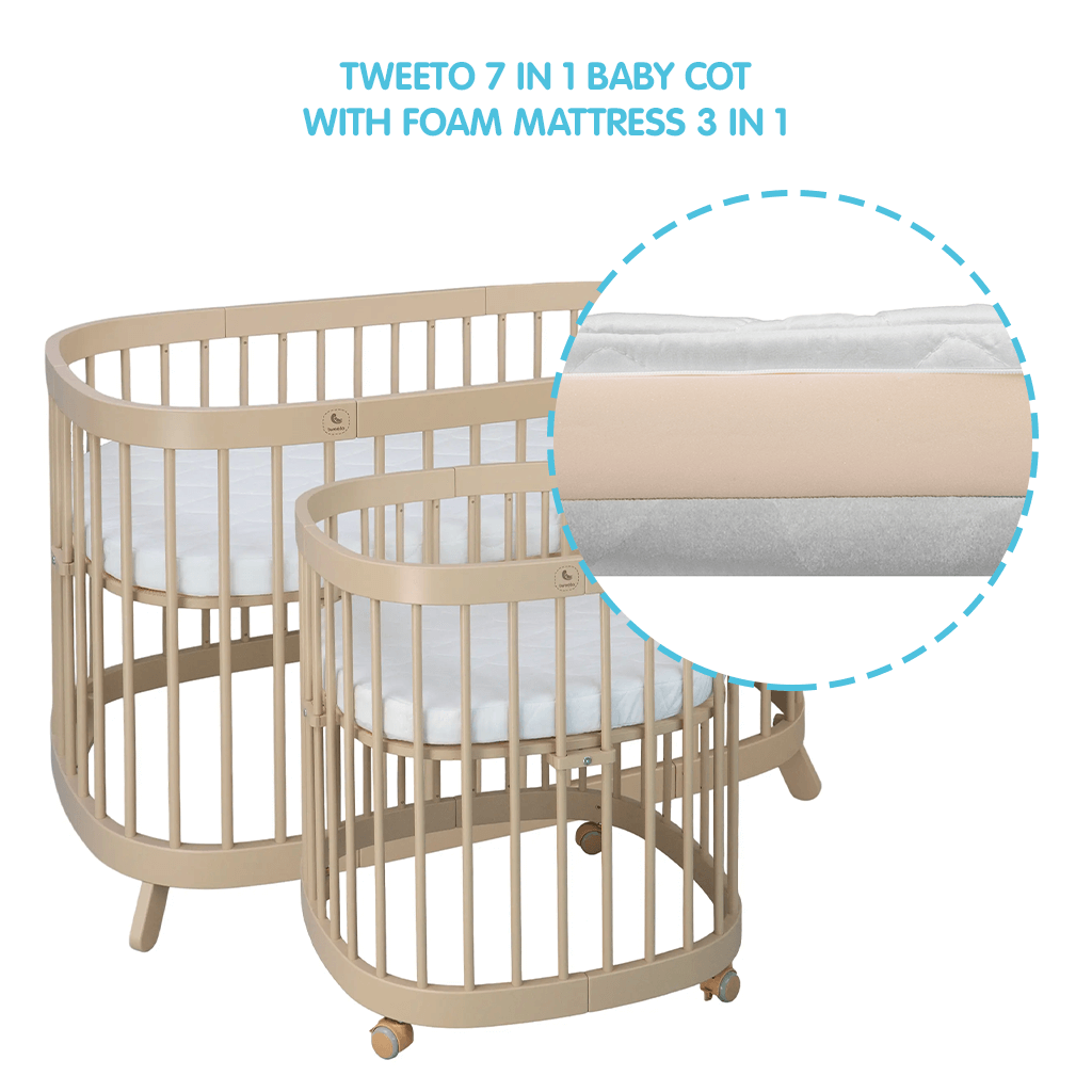 Tweeto 7 in 1 Baby Cot Oat Milk Multifunctional