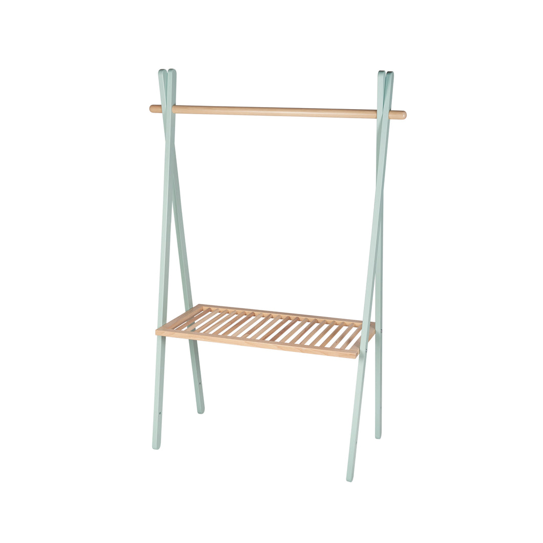 Clothes Rail Rack Eucalyptus/Natural with Two Shelves Natural