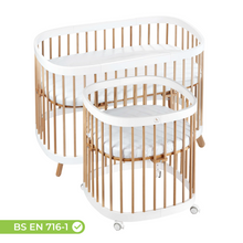 Load image into Gallery viewer, Tweeto 7 in 1 Baby Cot White/Natural Multifunctional
