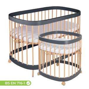 Tweeto 7 in 1 Baby Cot Gray/Natural Multifunctional