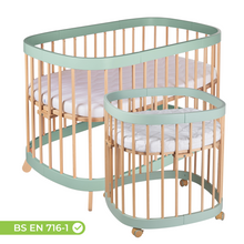 Load image into Gallery viewer, Tweeto 7 in 1 Baby Cot Eucalyptus/Natural Multifunctional
