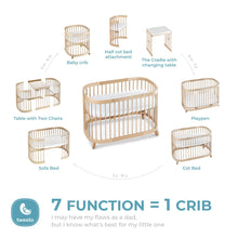 Load image into Gallery viewer, Tweeto 7 in 1 Baby Cot White/Natural Multifunctional
