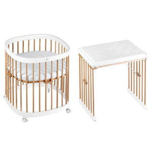Tweeto 7 in 1 Baby Cot White/Natural Multifunctional