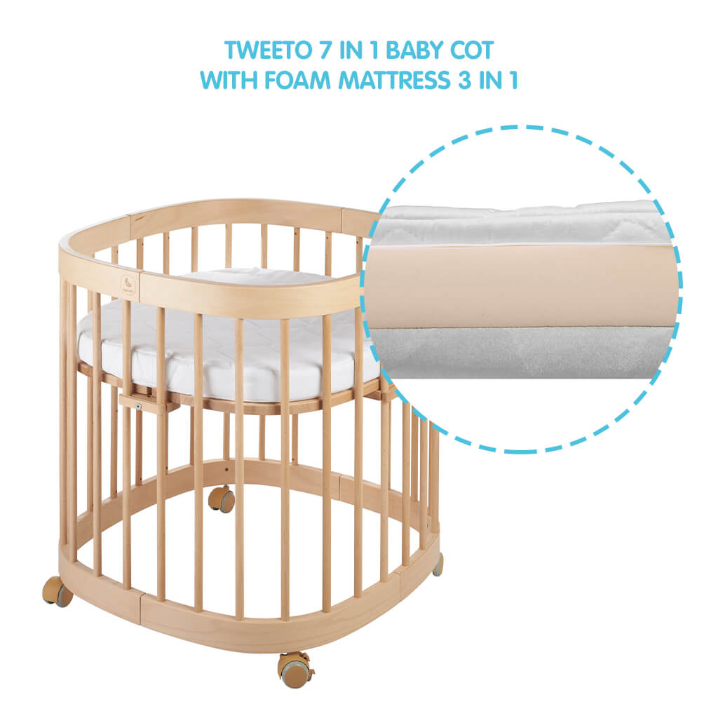 Tweeto 7 in 1 Baby Cot Natural Multifunctional