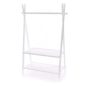 Clothes Rail Rack with two shelves White