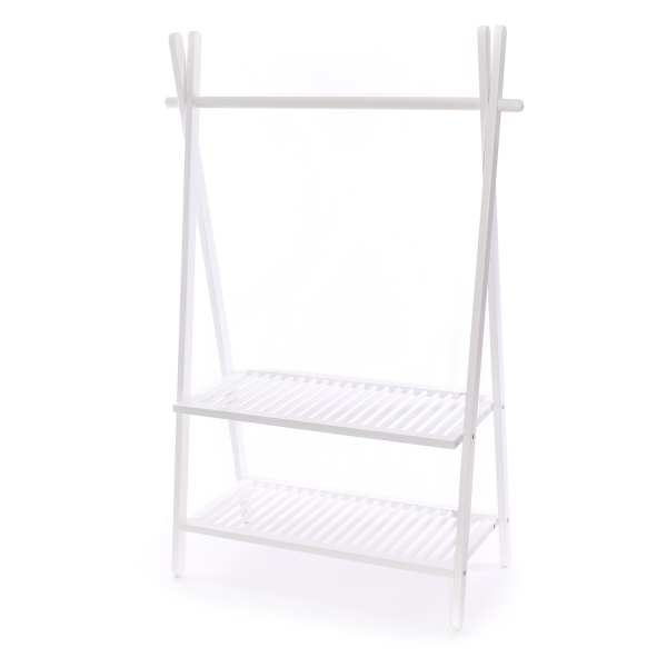 Clothes Rail Rack with two shelves White – - Main Image