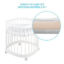 Load image into Gallery viewer, Tweeto 7 in 1 Baby Cot White Multifunctional

