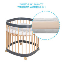 Load image into Gallery viewer, Tweeto 7 in 1 Baby Cot Gray/Natural Multifunctional
