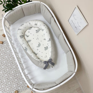Quilted waffle cot protective bumper grey