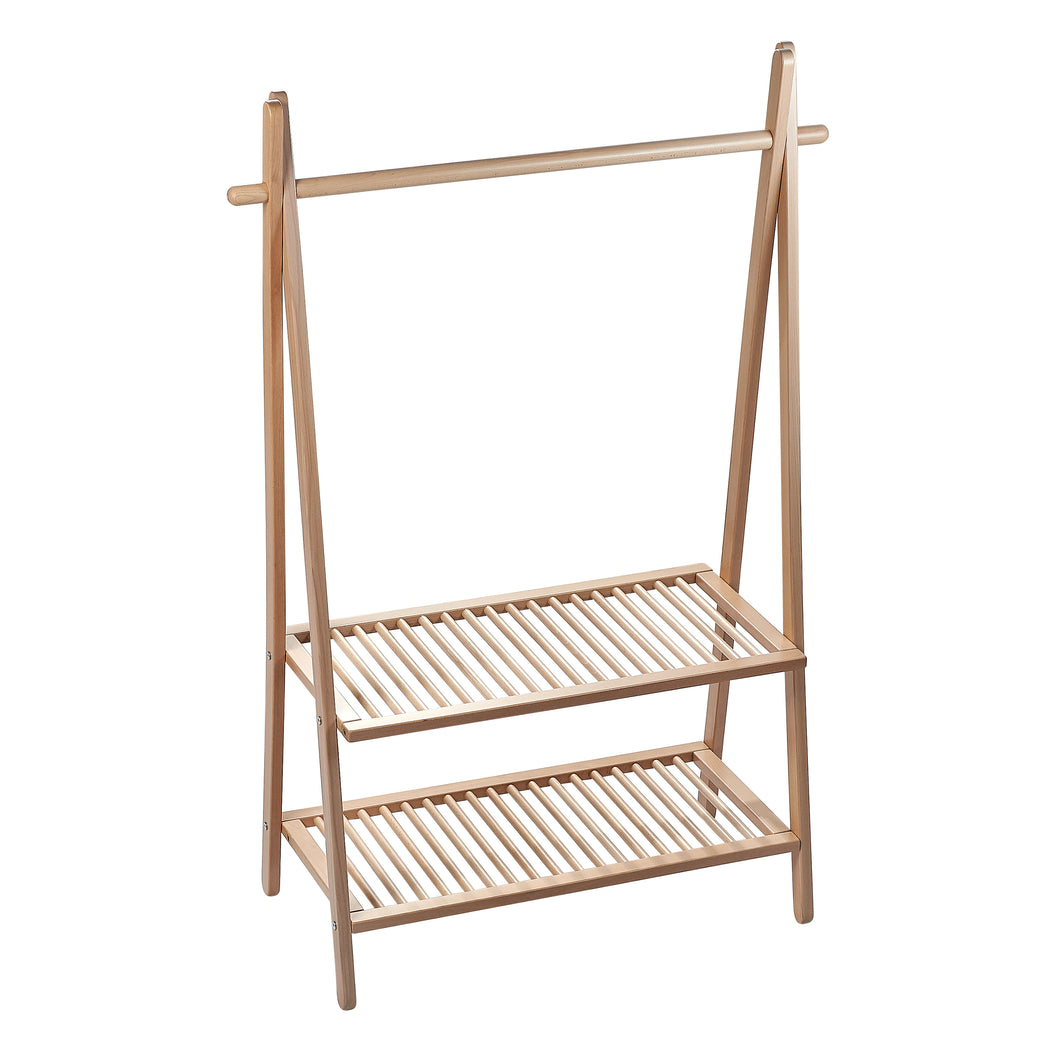 Clothes Rail Rack with two shelves Natural