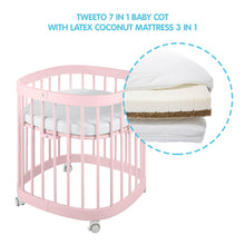 Load image into Gallery viewer, Tweeto 7 in 1 Baby Cot Rose Multifunctional
