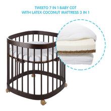 Load image into Gallery viewer, Tweeto 7 in 1 Baby Cot Walnut Multifunctional
