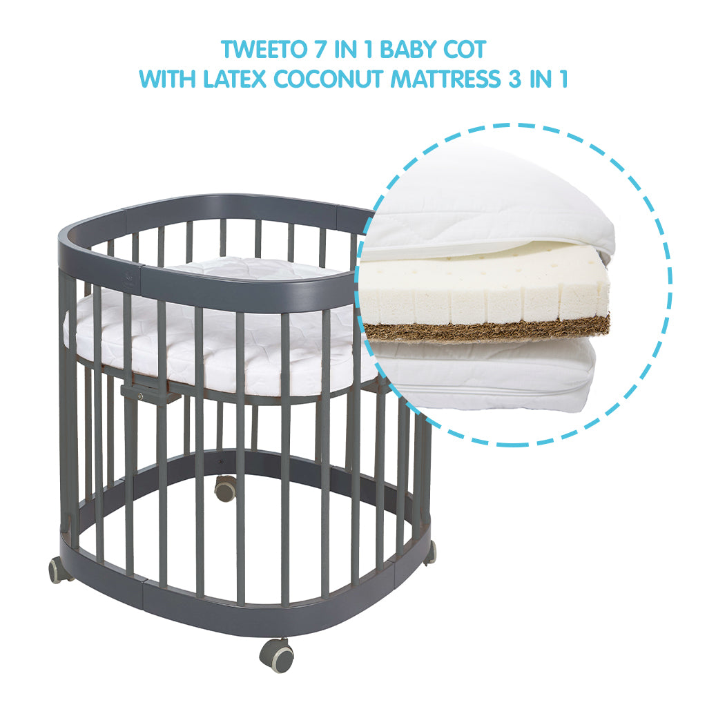 Tweeto 7 in 1 Baby Cot Gray Multifunctional – Tweeto.uk